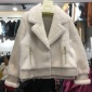2017秋冬新款海宁羊皮毛一体外套女常规款修身西装领皮毛一体夹克